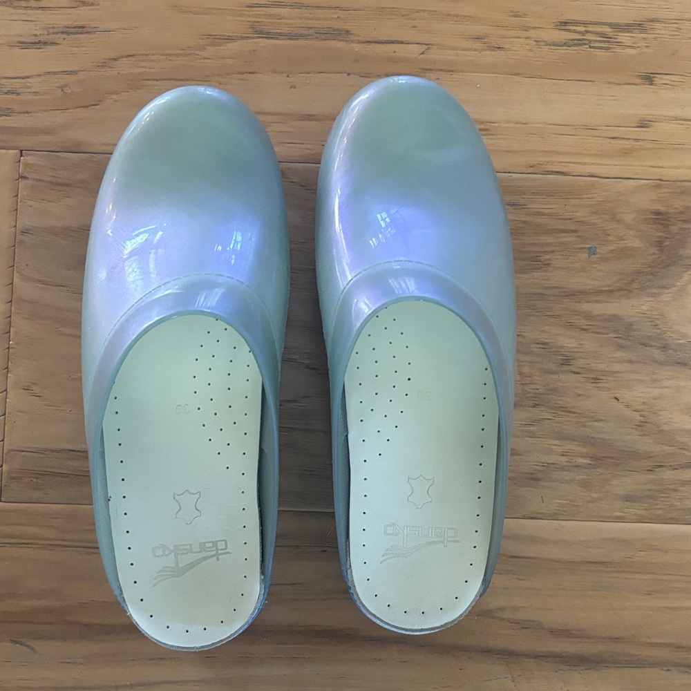 Dansko Shimmering Blue Clogs